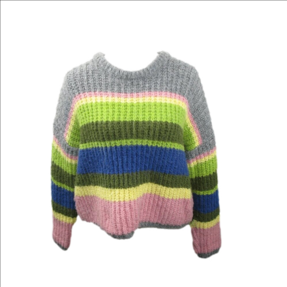 Coco + Carmen Pastel Striped Crew Neck Sweater Size S/M